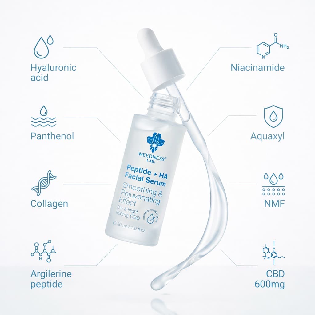 Shop CBD peptide facial serum with hyaluronic acid